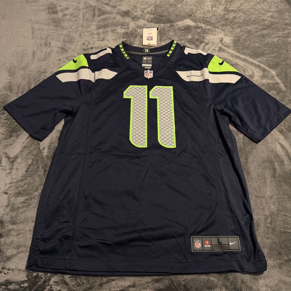 LARGE Seattle Seahawks Jaxon Smith-Njigba #11 Navy Blue Men's Jersey ON FIELD